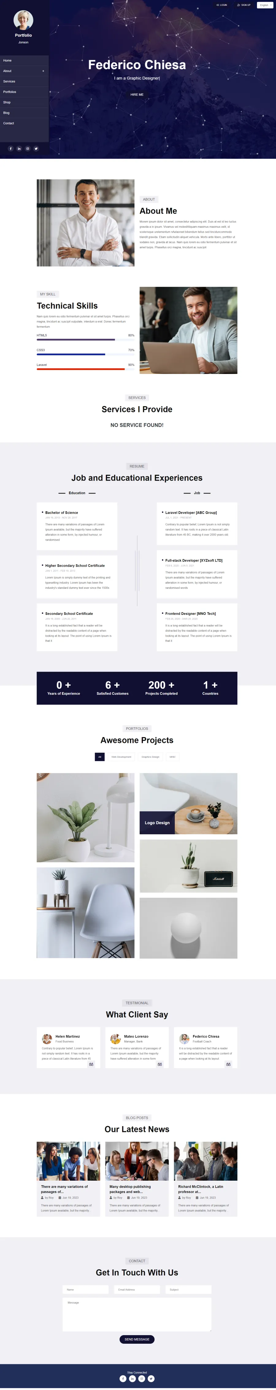 Portfolio website template preview